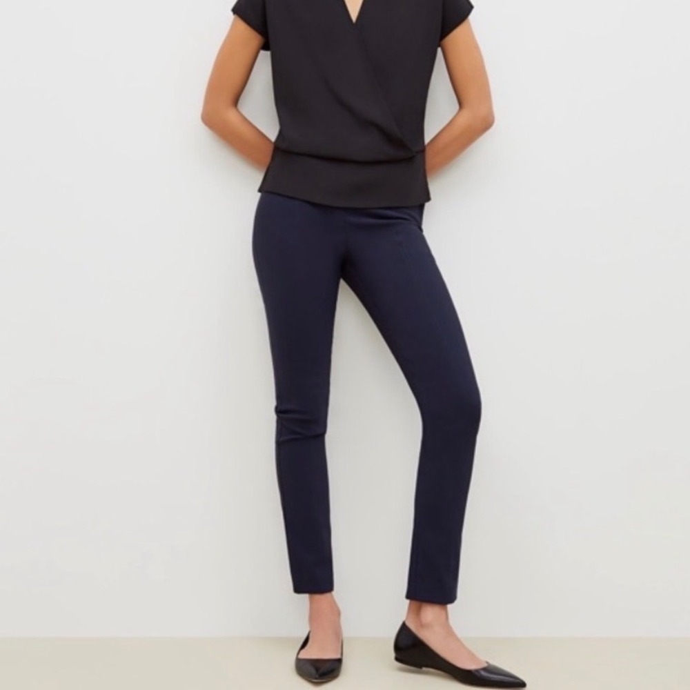 MM Lafleur Foster Pants Dark Navy Blue Slim Straight Stretch - 16